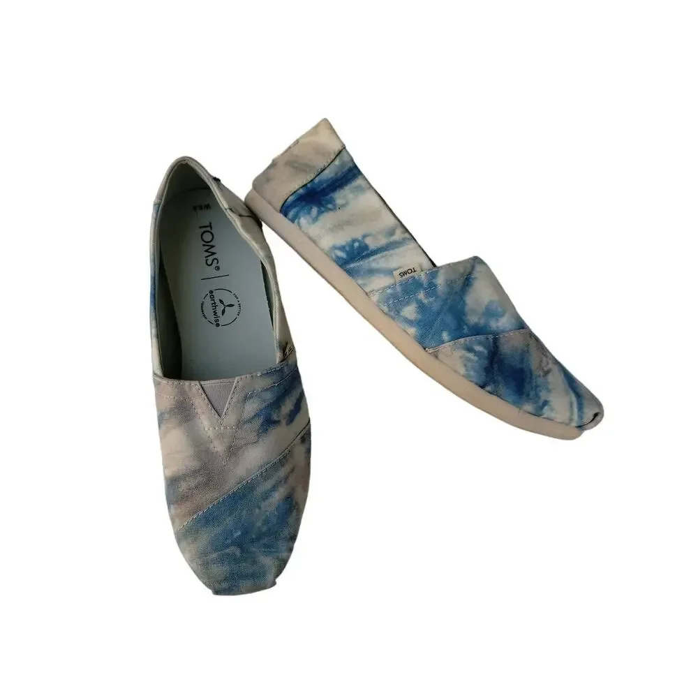 Toms Women's Earthwise Classic Plant Dyed Blue, Grey, White  Multi Tie Dye 6.5